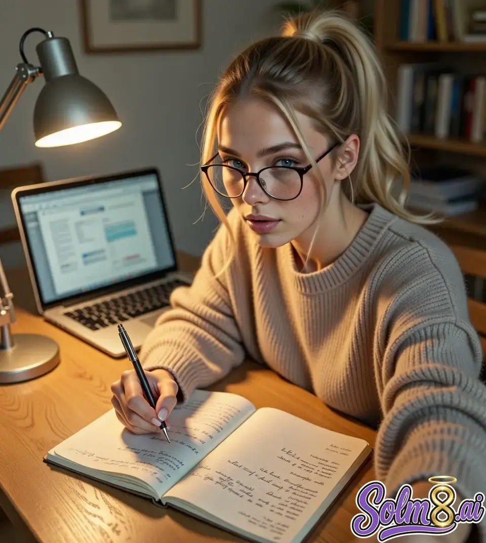 Soul — writing notes in a cozy sweater